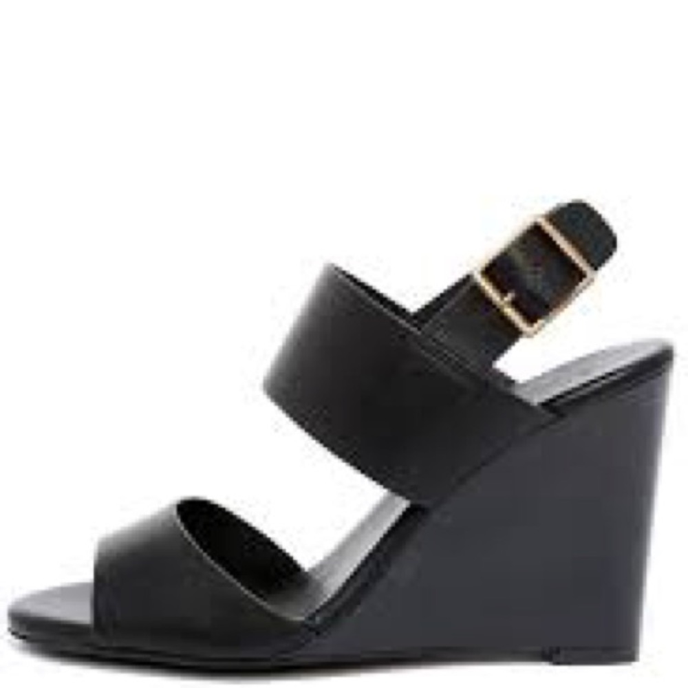 Lulu’s Orientation Black Wedge Sandals Size 8.5